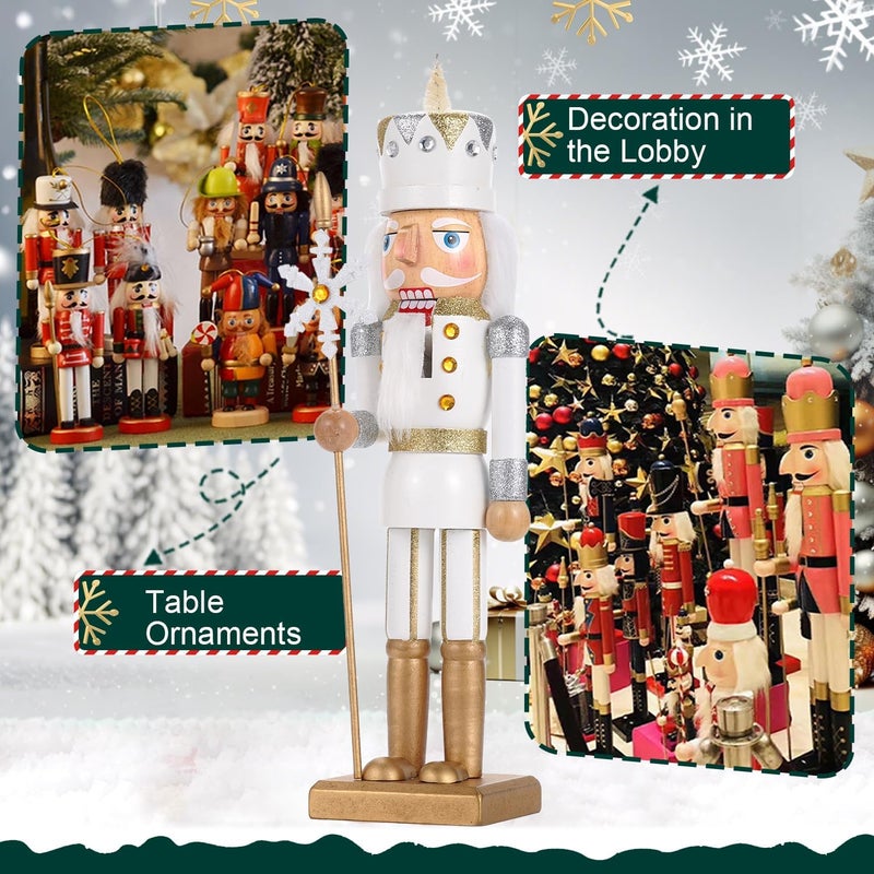 BXO Store Christmas Decorations Nutcracker Ornament,15 Inch Wooden Xmas Traditional Nutcracker,Festive Collectible Nutcracker Figures Party Tabletop Thanksgiving Decor(with Snowflake) - Image 4